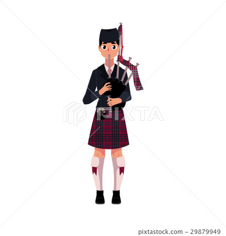 Scottish bagpiper, piper in national clothes 29879949