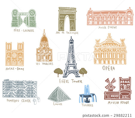 Paris city sights illustrations Paris city sights illustrations 29882211