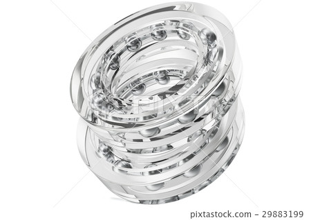 Glass bearings, transparent, 3D rendering on a Glass bearings, transparent, 3D rendering on a 29883199