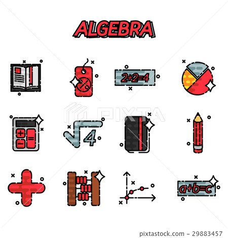 Algebra flat icons set 29883457