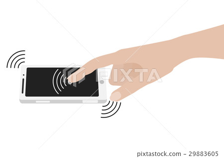 hand touching smartphone screen 29883605