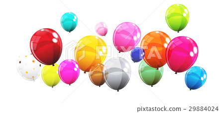 Group of Colour Glossy Helium Balloons Isolated on Group of Colour Glossy Helium Balloons Isolated on 29884024
