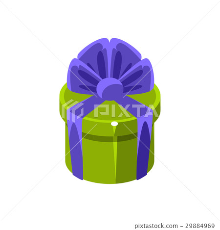 Green Round Gift Box With Present, Decorative 29884969