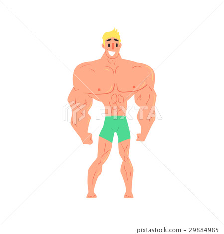 Man In Blue Trunks Bodybuilder Funny Smiling 29884985