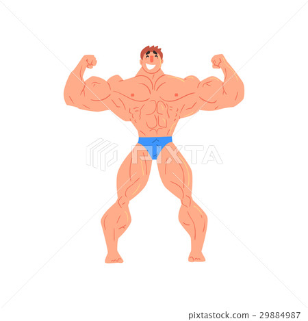 Man Bodybuilder Funny Smiling Character On 29884987