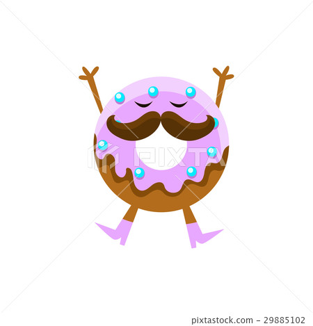 Humanized Doughnut With Violet Glazing And Humanized Doughnut With Violet Glazing And 29885102