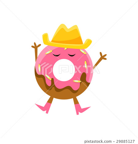 Humanized Doughnut With Pink Glazing And Cowboy 29885127