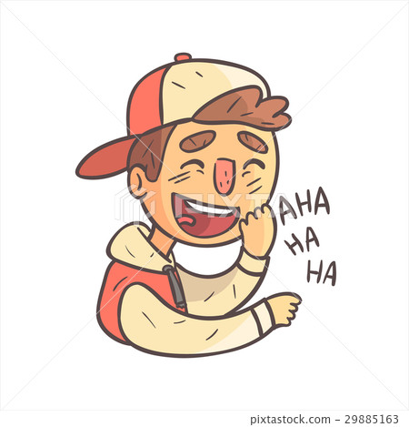Laughing Boy In Cap And College Jacket Hand Drawn 29885163