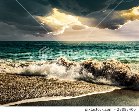 Sea storm landscape nature with sunbeam Sea storm landscape nature with sunbeam 29885400
