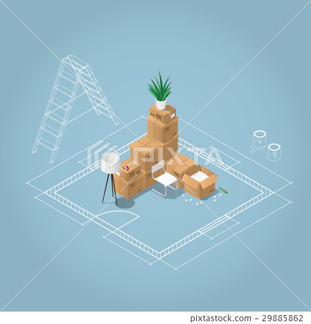 Isometric room renovation illustration Isometric room renovation illustration 29885862