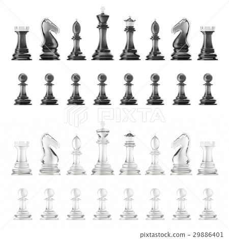 Transparent set of icons chess, isolated on white 29886401