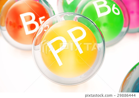 Vitamin PP , isolated on white background. Symbol Vitamin PP , isolated on white background. Symbol 29886444