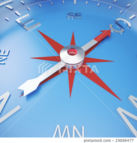 Silver compass with windrose, emblem of compass 29886477