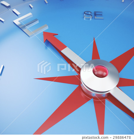 Silver compass with windrose, emblem of compass 29886478