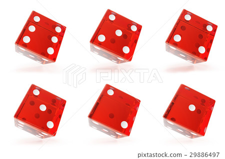Set, Group of red transparent dice isolated on 29886497