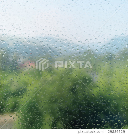 Drops of water on glass, nature, rain, realistic 29886529