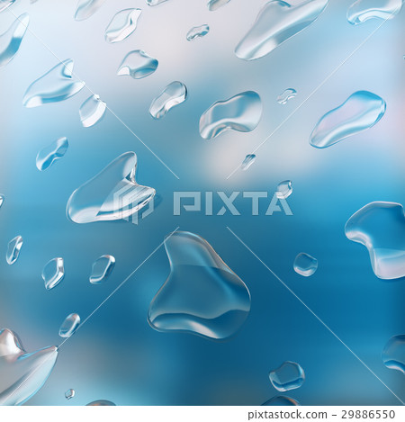 Water drops of rain on blue glass background Water drops of rain on blue glass background 29886550