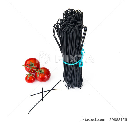 Black spaghetti on white background 29888156