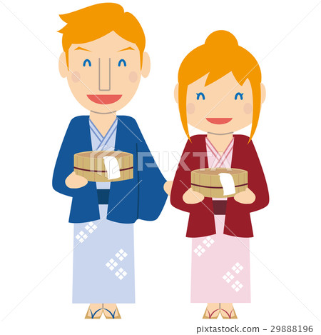 可愛的金發外國人男人和女人浴衣溫泉 可愛的金發外國人男人和女人浴衣溫泉 29888196