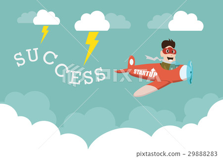Entrepreneurship with airplane along thunder storm 29888283
