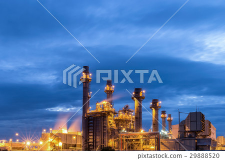 Gas turbine electrical power plant with blue hour 29888520
