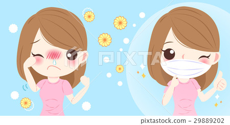 cartoon girl get hay fever 29889202