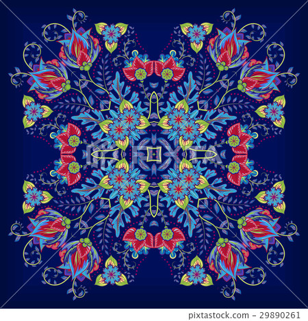 Design for square pocket, shawl, textile. Vector 29890261