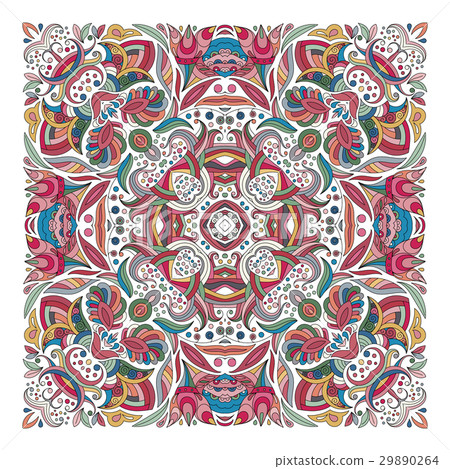 Design for square pocket, shawl, textile. Vector 29890264