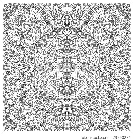 Coloring book square page for adults - floral 29890285