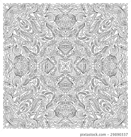 Coloring book page for adult, square form. Vector 29890337