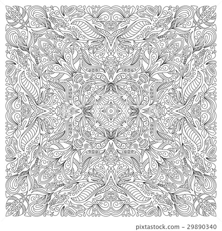 Coloring book page for adult, square form. Vector Coloring book page for adult, square form. Vector 29890340
