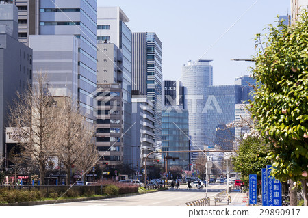 名古屋市風景從Sakuradori Naka-ku向名古屋站看 名古屋市風景從Sakuradori Naka-ku向名古屋站看 29890917