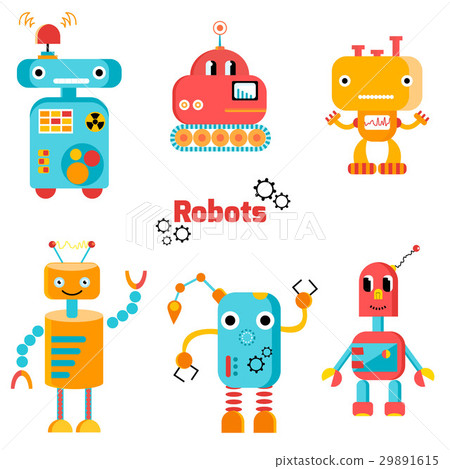 Colorful robots set on white Colorful robots set on white 29891615