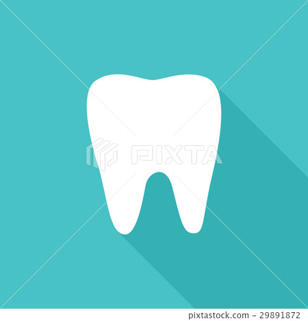 White flat tooth icon on blue - Stock Illustration [29891872] - PIXTA