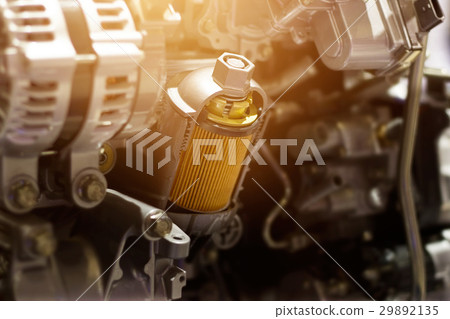 Cut metal car engine part, colorful concept 29892135