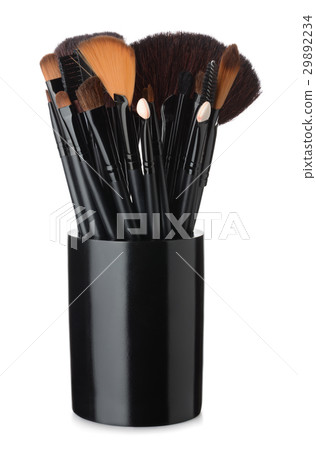 Makeup brushes in black ceramic cup 29892234