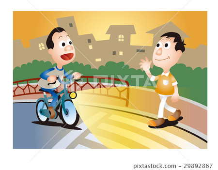 Bicycle traffic safety, cycling at dusk 29892867
