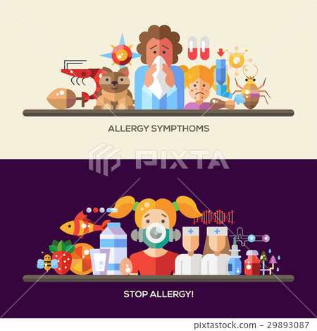 Allergy and allergens flat design website banners Allergy and allergens flat design website banners 29893087