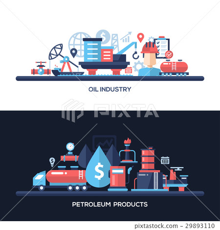 Flat design oil and gas industry website headers 29893110