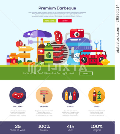 Barbeque and picnic website header banner with-插圖素材 [29893114] - PIXTA圖庫
