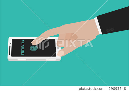 hand touching smartphone screen 29893548