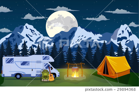 Vector flat illustration camping. Vector flat illustration camping. 29894368