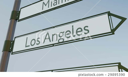 Los Angeles direction sign on road signpost with 29895390