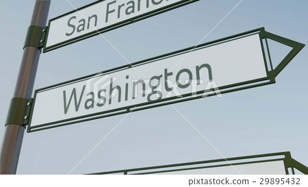 Washington direction sign on road signpost with Washington direction sign on road signpost with 29895432