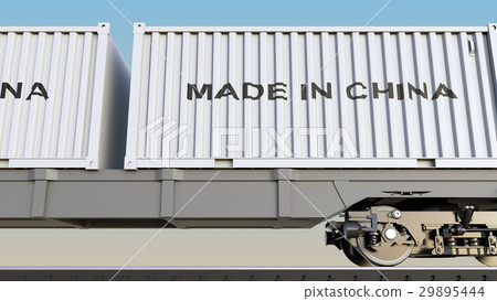 Cargo train and containers with MADE IN CHINA Cargo train and containers with MADE IN CHINA 29895444