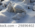 Large snow blocks on snowy background 30414 29896402