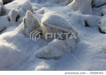 Large snow blocks on snowy background 30414 Large snow blocks on snowy background 30414 29896402