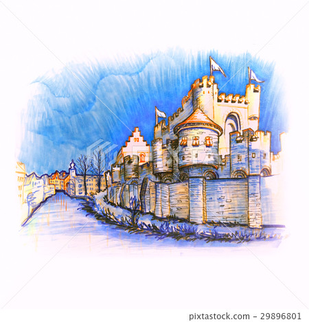 Medieval castle Gravensteen in Gent, Belgium 29896801