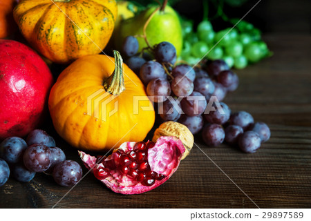 Rich harvest of various fruits and vegetables Rich harvest of various fruits and vegetables 29897589
