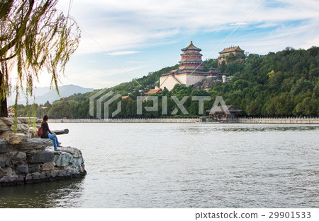 Girl enjoying Summer palace view in Beijing 29901533